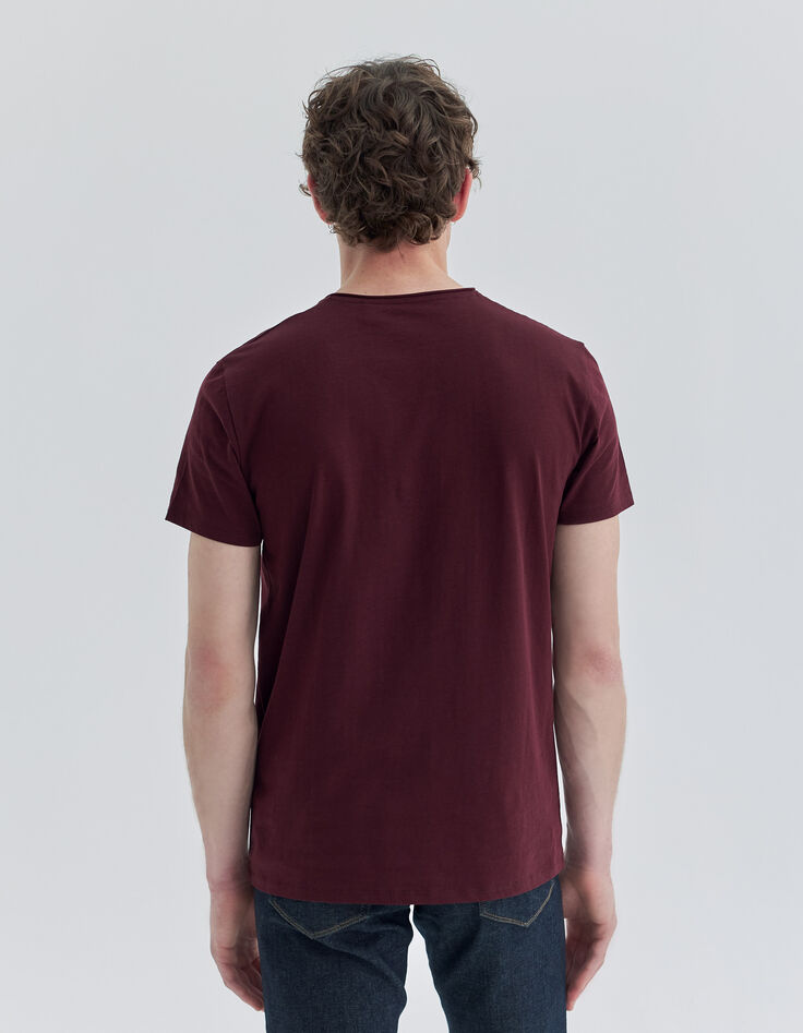 T-shirt De Essential burgundy V-hals Heren-5