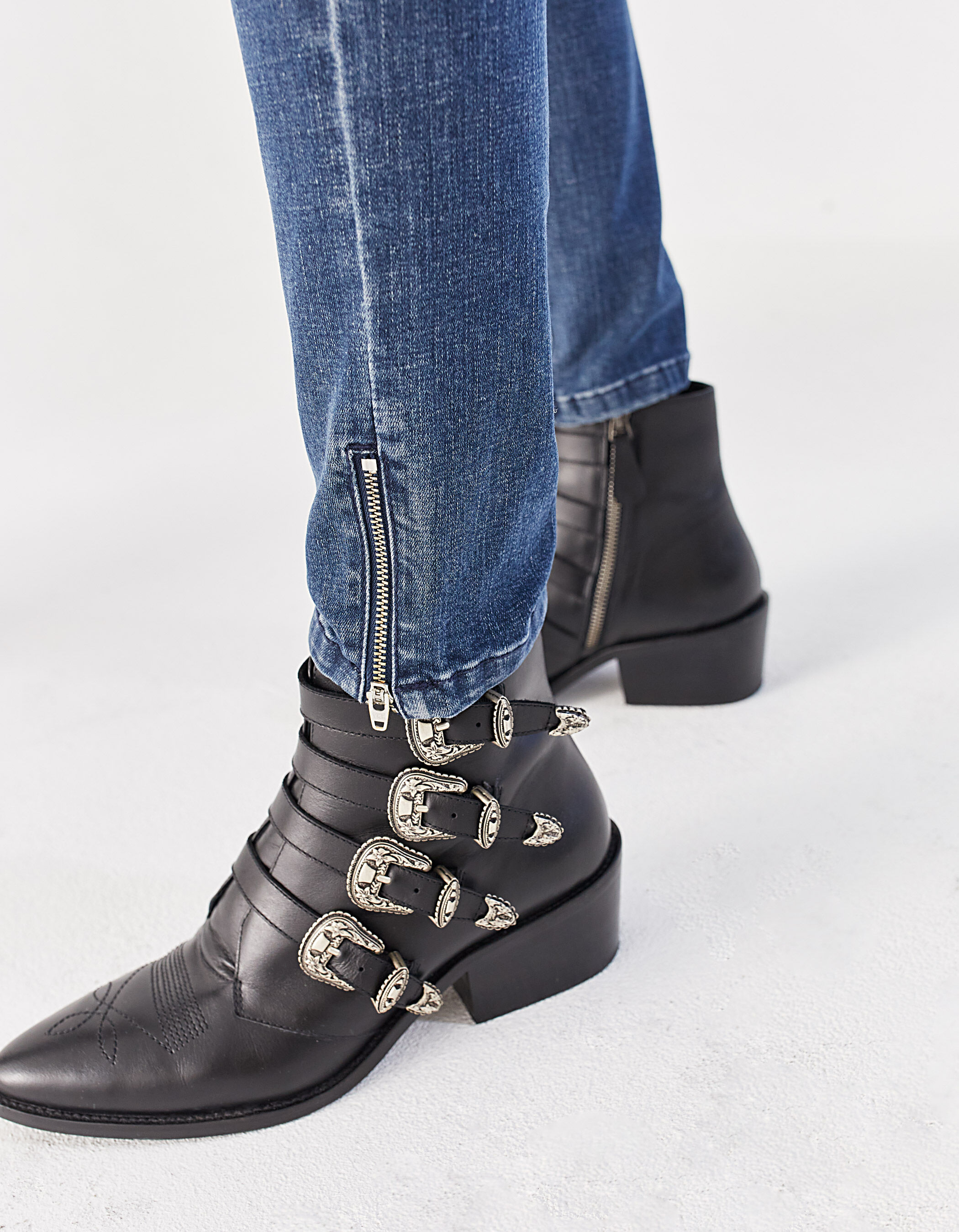 womens leather boots with buckles