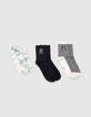 Chaussettes marine, blanches, bleues-7