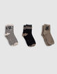 Boys' black, camel and ecru socks-3