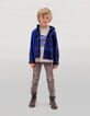 Blue plaid shirt with removable boy's hood-3