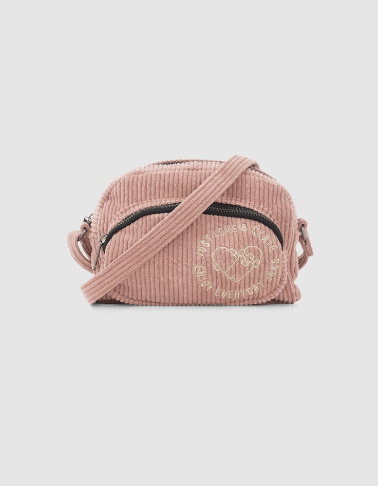 Girls’ pink corduroy handbag-2