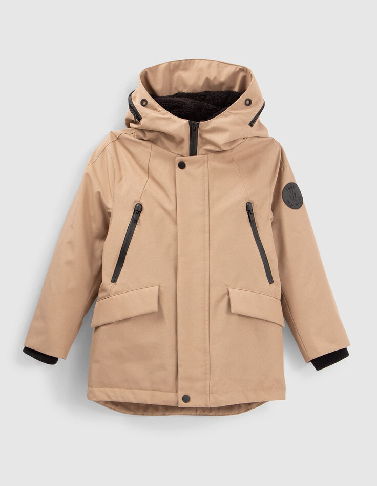 Parka 2-en-1 moka et blouson noir garçon-2