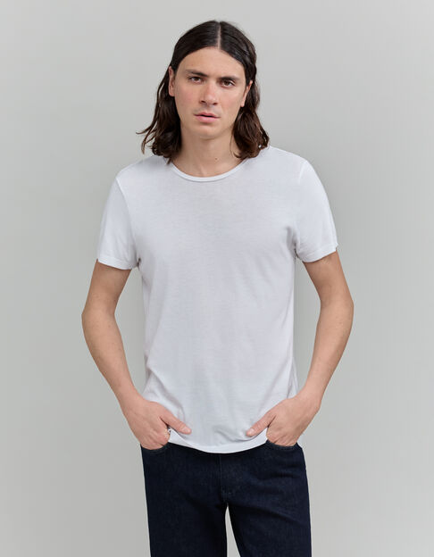 Camiseta blanca de algodón modal para hombre - IKKS