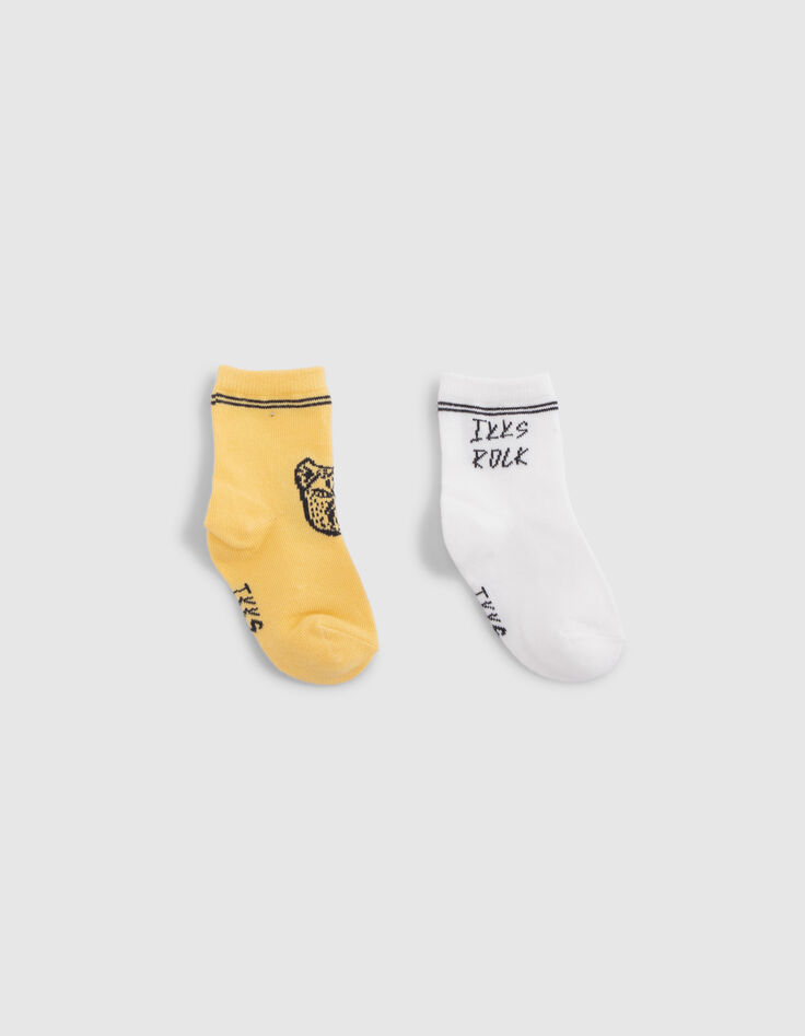 Baby boys’ yellow and white socks-1