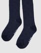 Girl's navy jacquard knit tights-4