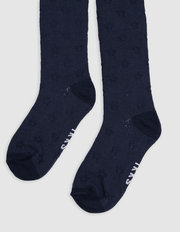 Girl's navy jacquard knit tights-4