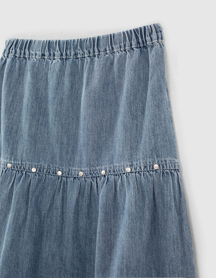 Girls’ light blue denim long skirt-3