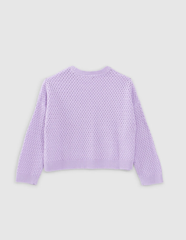 Girls' lilac cross stitch knit sweater - IKKS