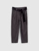 Girls’ grey flowing LYOCELL® trousers, velvet waistband-2