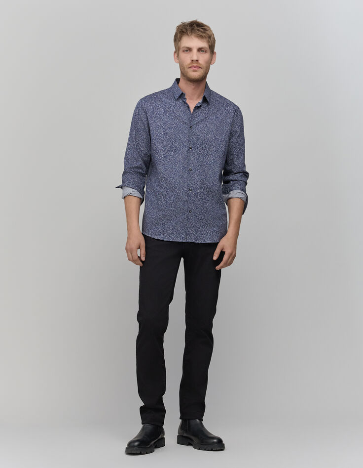 Men's minimalist printed navy SLIM shirt-2