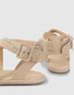 Platte sandalen in naturel raffia gesp enkel dames-4
