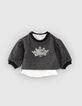 Baby girls’ 2-in-1 black sweatshirt/ecru T-shirt-1