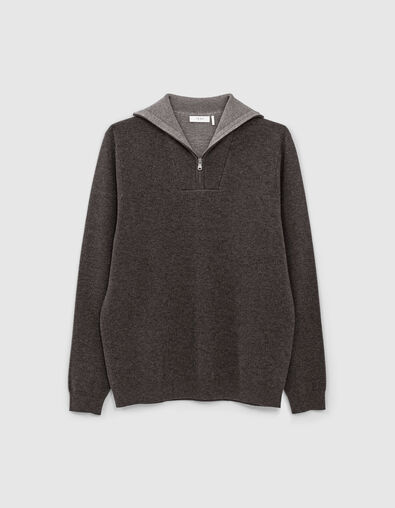 Pull camionneur anthracite chiné tricot Homme - IKKS