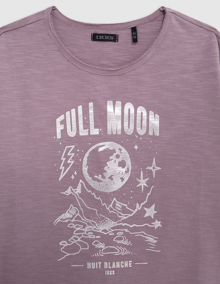 Lila Bio-Baumwolle Visual Moon T-Shirt für Mädchen-3