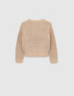 Girls’ light beige lightning embroidery knit sweater-4