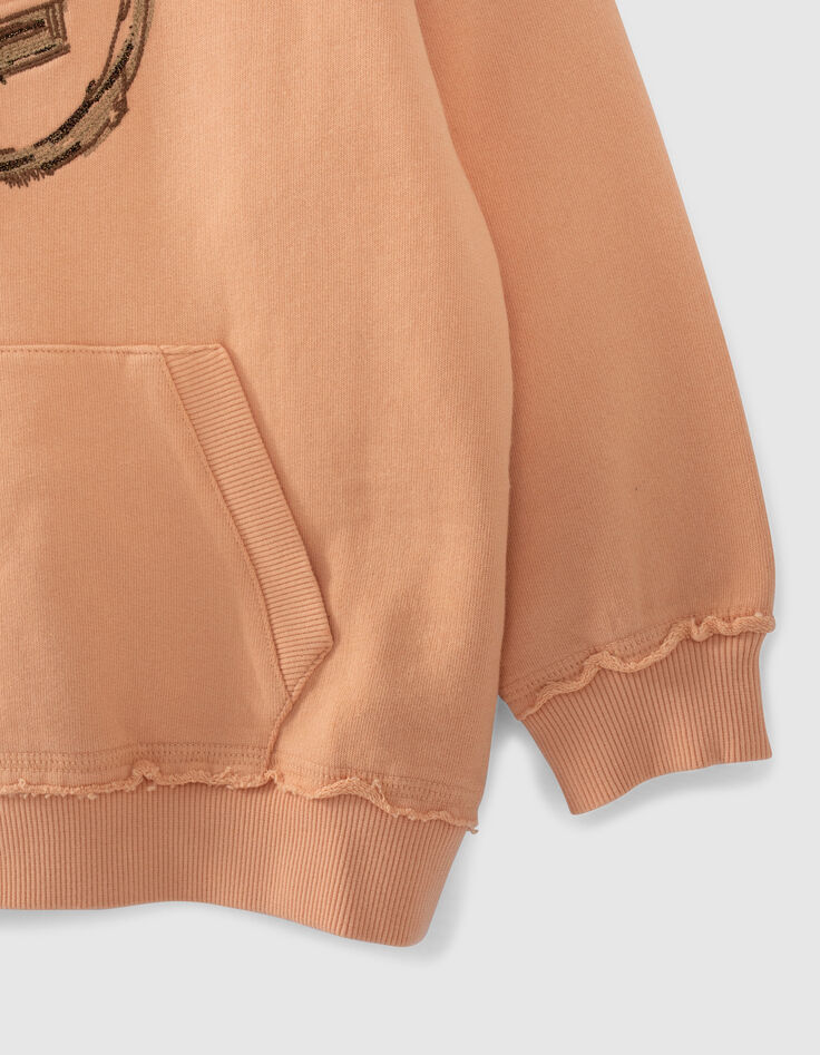 Boys’ orangey sweatshirt fabric hoodie with XL embroidery-4