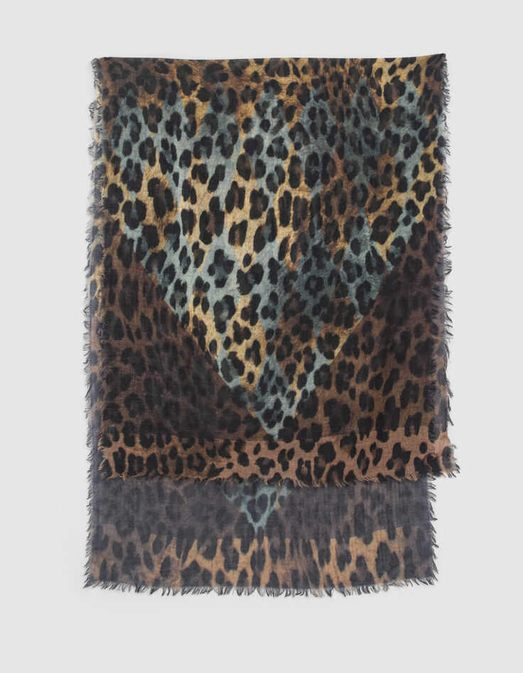 Women’s leopard motif wool scarf-2