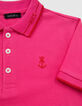 Rosa Jungen-Poloshirt, Biobaumwolle, gestreifter Rippbund-6