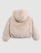 Recycled beige hooded jacket for girls-4