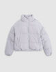 Girl's short recycled grey quilted down jacket-3