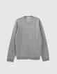 Pull gris tricot relief gaufré Homme-5