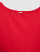 T-shirt rouge forme cropped fille-6