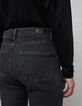 Schwarze verwaschene Straight-Jeans mit hoher Taille-8