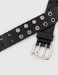 Men's black perforated leather belt-3