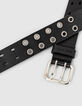 Ceinture noire en cuir perforé Homme-3