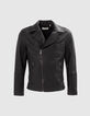 Schwarze Herren-Lederjacke im Biker-Stil-6