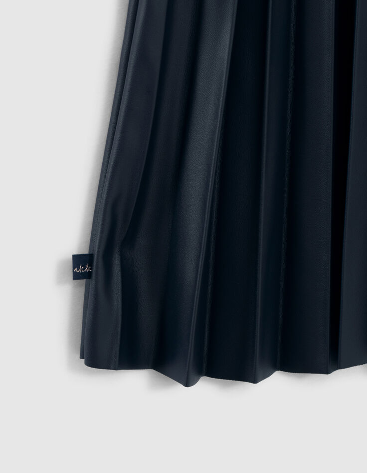 Girls’ dark navy pleated short skirt-3