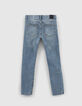 Boys’ blue slim jeans with placed distressing-3