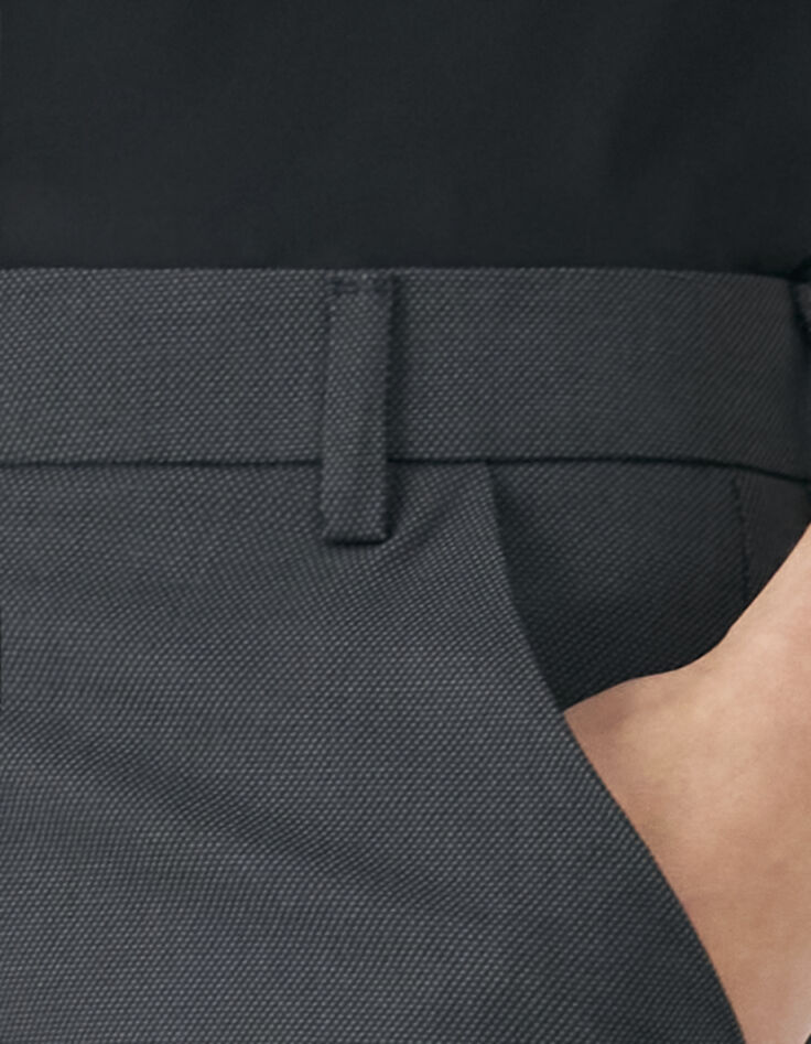 Pantalon de costume droit noir jacquard faux-uni Femme-4