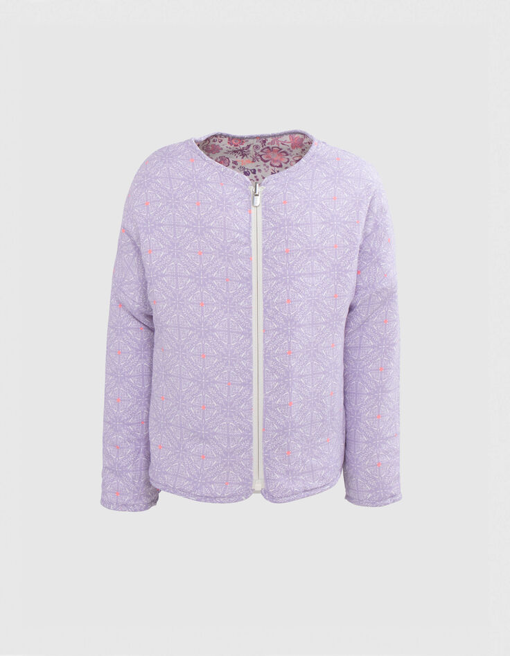 Girls’ off-white jacket with violet flower print-5