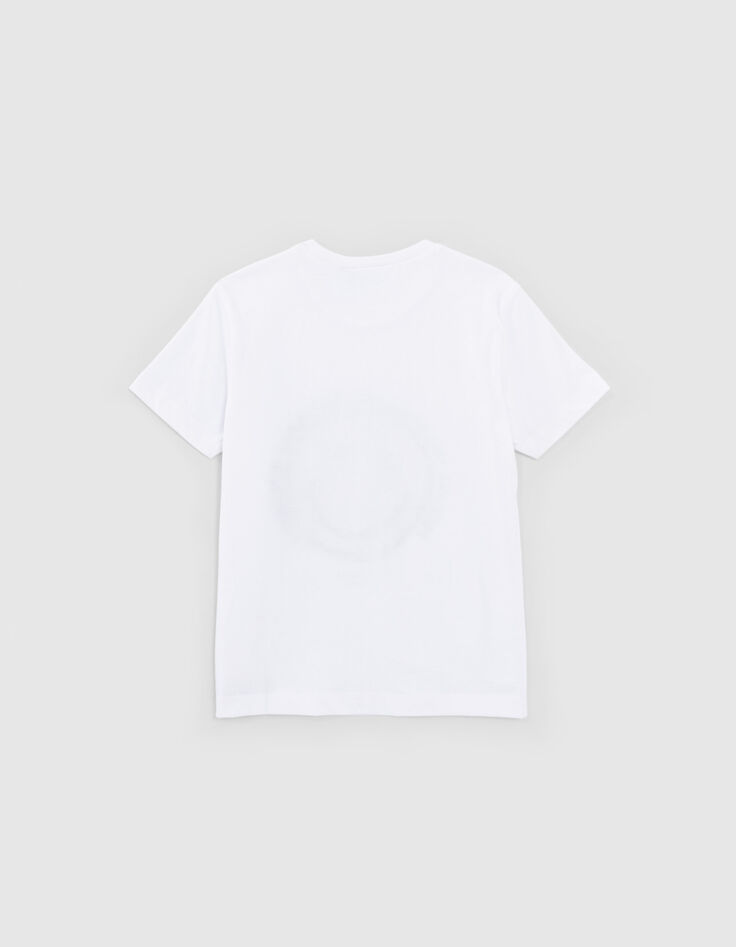 Camiseta blanca algodón print y bordado SMILEYWORLD niño-2