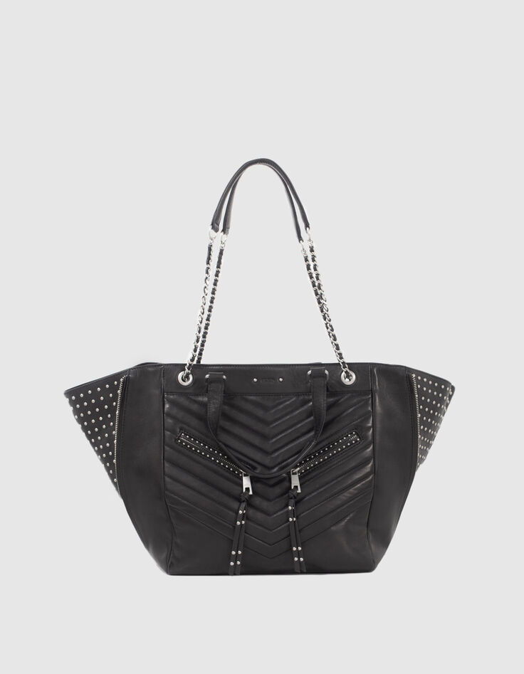 Zwarte leren shopper 1440 Rock met studs Dames-5