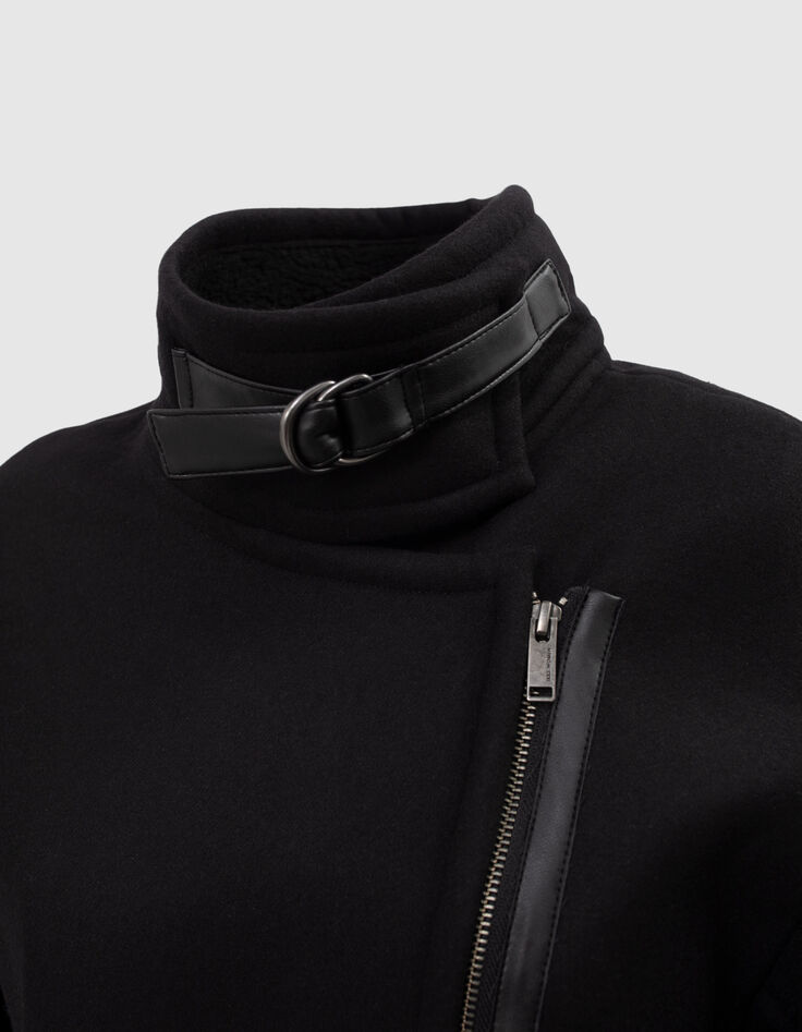 Women’s black wool blend coat with deconstructed collar-4