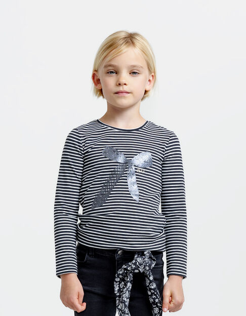 T-shirt marinière noeud glitter fille - IKKS