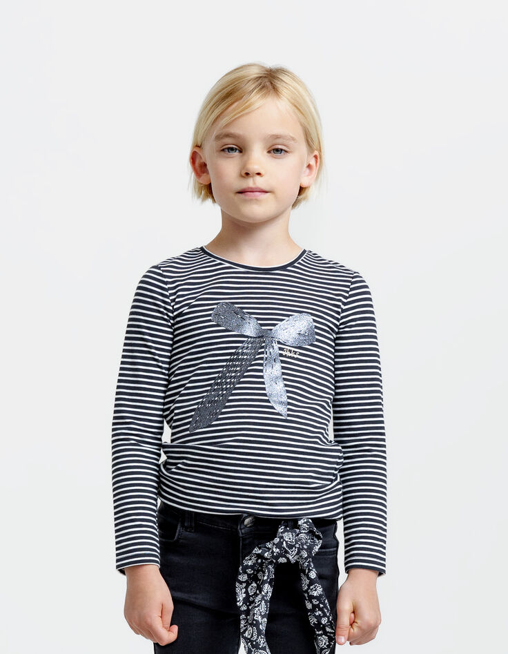 Girl's glitter bow sailor t-shirt-1