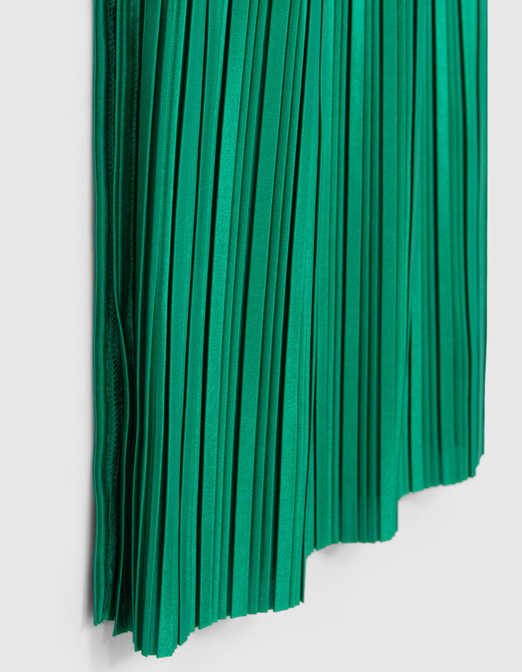 Robe longue verte plissée fille-8