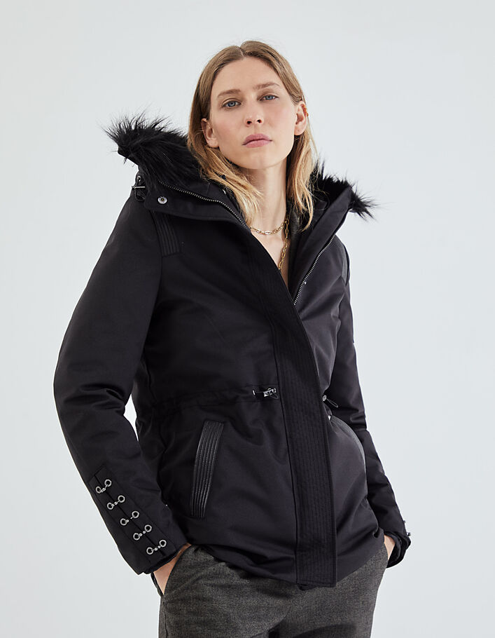 Parka negra impermeable 2 1 plumón mujer