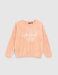 Girls’ pink star jacquard knit sweater with open back-1