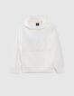 Boys' off-white pique hoodie with embossed logo-2