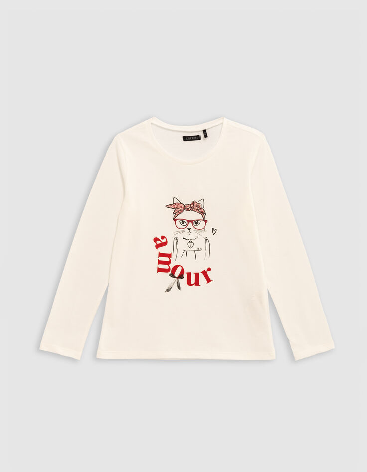 Girl's visual t-shirt with scarf and glasses-3