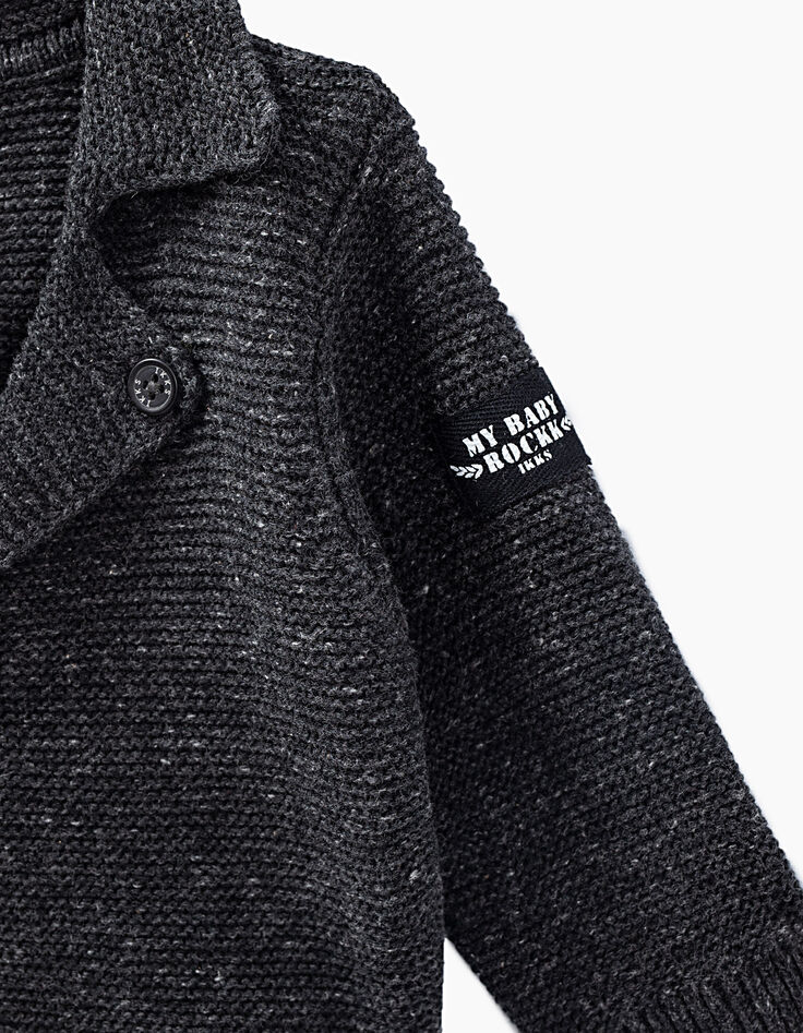 Baby’s grey marl biker-style knit organic cotton cardigan-5
