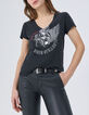 Women’s black winged helmet and slogan T-shirt -1