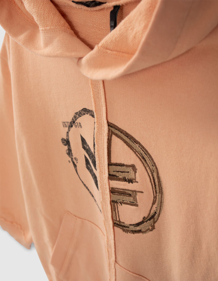 Boys’ orangey sweatshirt fabric hoodie with XL embroidery-5