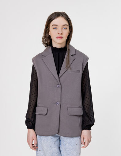 Chaqueta sin mangas polar gris espíritu niña - IKKS