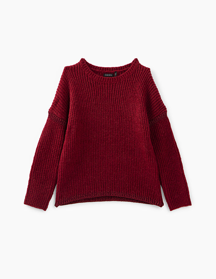 ASOS DESIGN Tall crew neck chunky rib sweater in dark red